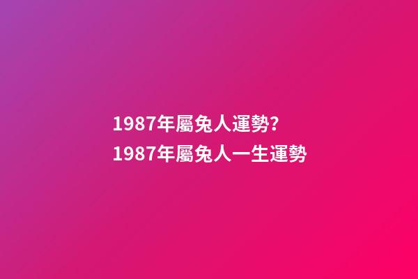 1987年屬兔人運勢？ 1987年屬兔人一生運勢